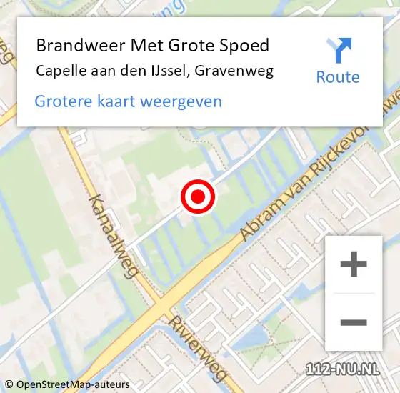Locatie op kaart van de 112 melding: Brandweer Met Grote Spoed Naar Capelle aan den IJssel, Gravenweg op 7 augustus 2020 22:57