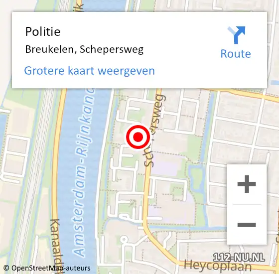 Locatie op kaart van de 112 melding: Politie Breukelen, Schepersweg op 7 augustus 2020 23:18