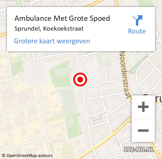 Locatie op kaart van de 112 melding: Ambulance Met Grote Spoed Naar Sprundel, Koekoekstraat op 7 augustus 2020 23:59