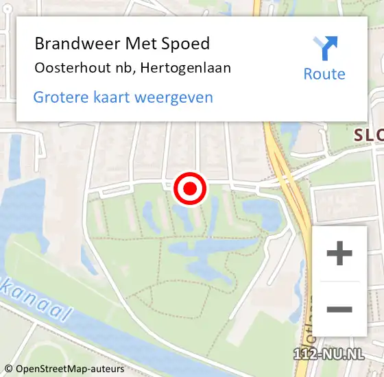 Locatie op kaart van de 112 melding: Brandweer Met Spoed Naar Oosterhout nb, Hertogenlaan op 8 augustus 2020 00:11