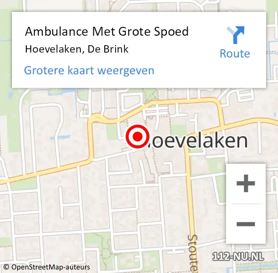 Locatie op kaart van de 112 melding: Ambulance Met Grote Spoed Naar Hoevelaken, De Brink op 8 augustus 2020 01:04
