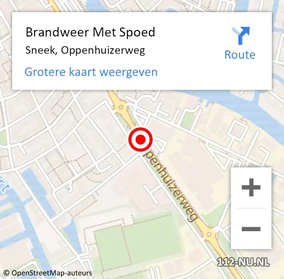 Locatie op kaart van de 112 melding: Brandweer Met Spoed Naar Sneek, Oppenhuizerweg op 8 augustus 2020 01:20