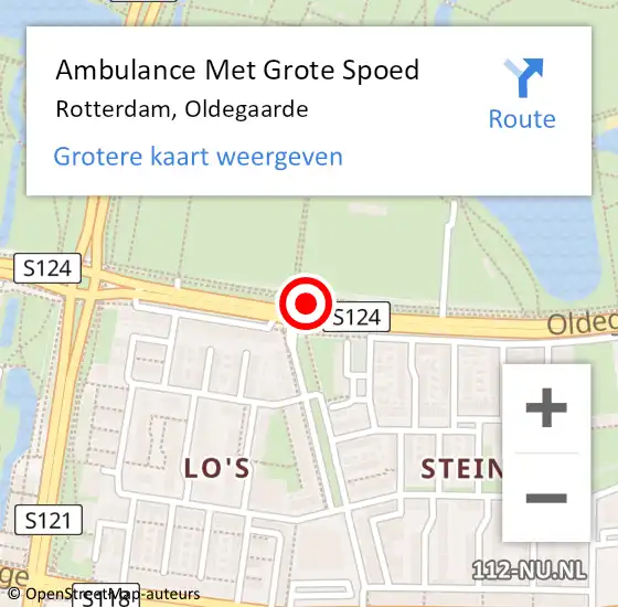 Locatie op kaart van de 112 melding: Ambulance Met Grote Spoed Naar Rotterdam, Oldegaarde op 8 augustus 2020 02:29