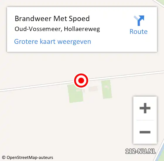 Locatie op kaart van de 112 melding: Brandweer Met Spoed Naar Oud-Vossemeer, Hollaereweg op 8 augustus 2020 02:45