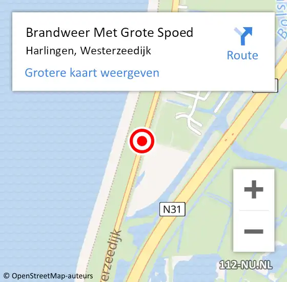 Locatie op kaart van de 112 melding: Brandweer Met Grote Spoed Naar Harlingen, Westerzeedijk op 8 augustus 2020 07:12
