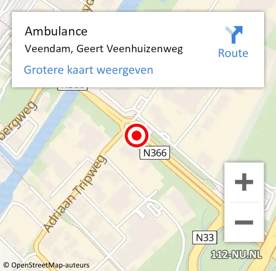 Locatie op kaart van de 112 melding: Ambulance Veendam, Geert Veenhuizenweg op 8 augustus 2020 09:06