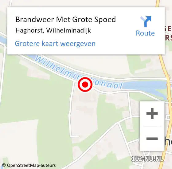 Locatie op kaart van de 112 melding: Brandweer Met Grote Spoed Naar Haghorst, Wilhelminadijk op 8 augustus 2020 09:25