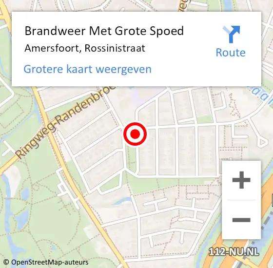 Locatie op kaart van de 112 melding: Brandweer Met Grote Spoed Naar Amersfoort, Rossinistraat op 8 augustus 2020 10:09