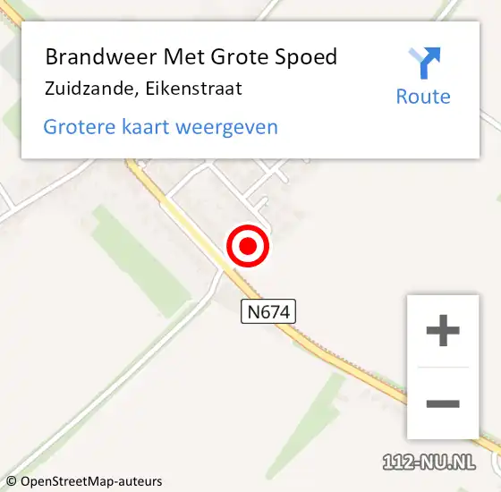 Locatie op kaart van de 112 melding: Brandweer Met Grote Spoed Naar Zuidzande, Eikenstraat op 8 augustus 2020 10:44