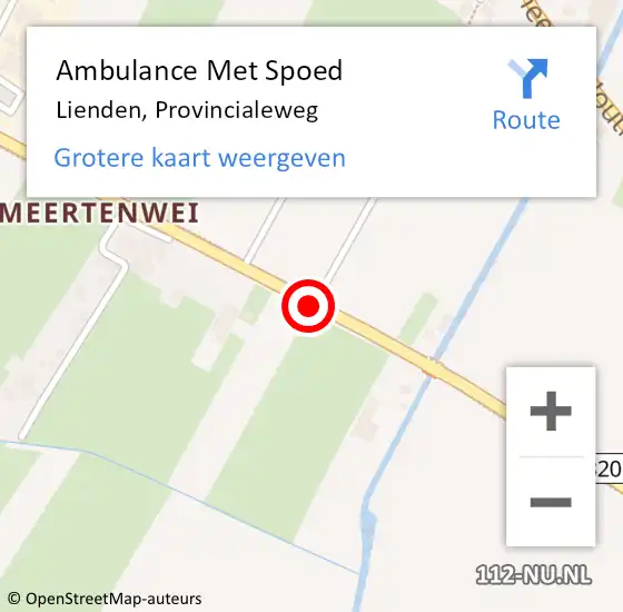 Locatie op kaart van de 112 melding: Ambulance Met Spoed Naar Lienden, Provincialeweg op 8 augustus 2020 10:48