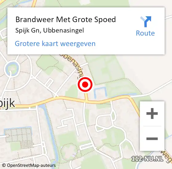 Locatie op kaart van de 112 melding: Brandweer Met Grote Spoed Naar Spijk Gn, Ubbenasingel op 8 augustus 2020 11:28