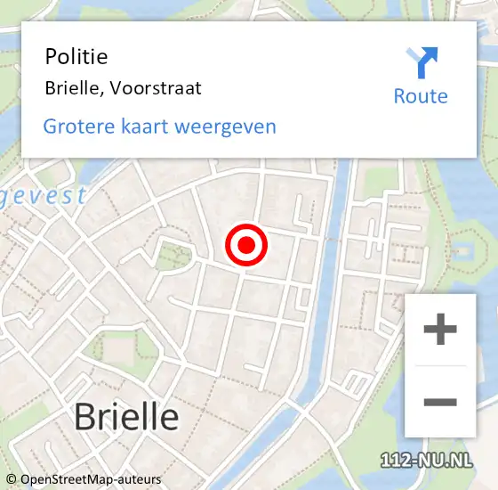 Locatie op kaart van de 112 melding: Politie Brielle, Voorstraat op 8 augustus 2020 11:35