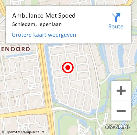 Locatie op kaart van de 112 melding: Ambulance Met Spoed Naar Schiedam, Iepenlaan op 8 augustus 2020 11:45