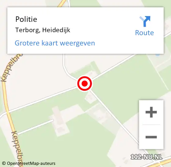 Locatie op kaart van de 112 melding: Politie Terborg, Heidedijk op 8 augustus 2020 12:19