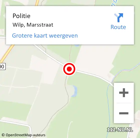 Locatie op kaart van de 112 melding: Politie Wilp, Marsstraat op 8 augustus 2020 13:16