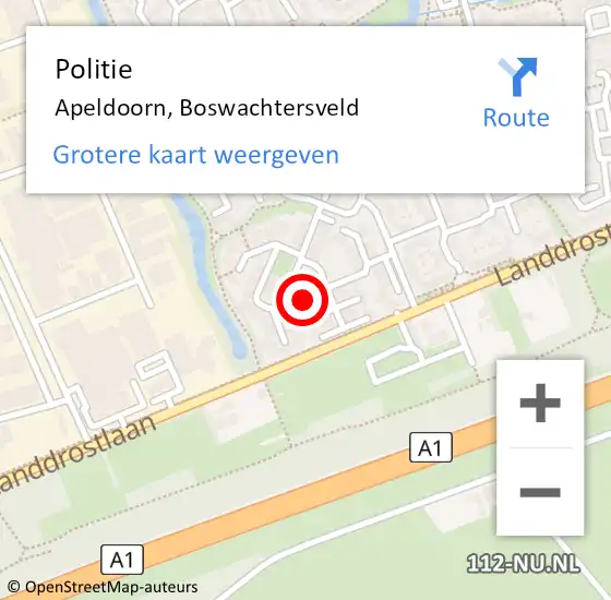 Locatie op kaart van de 112 melding: Politie Apeldoorn, Boswachtersveld op 8 augustus 2020 14:02