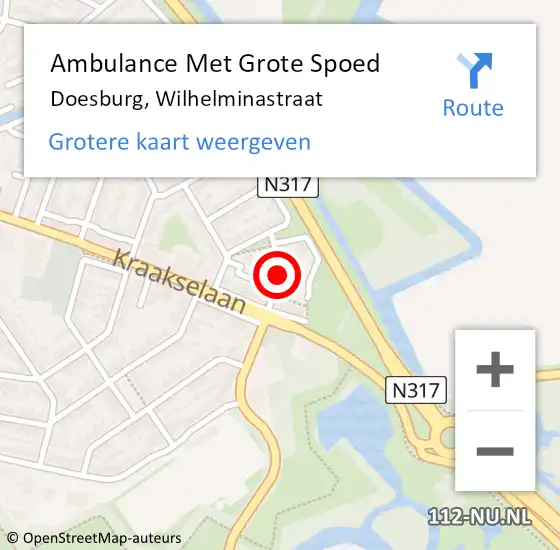 Locatie op kaart van de 112 melding: Ambulance Met Grote Spoed Naar Doesburg, Wilhelminastraat op 8 augustus 2020 14:28