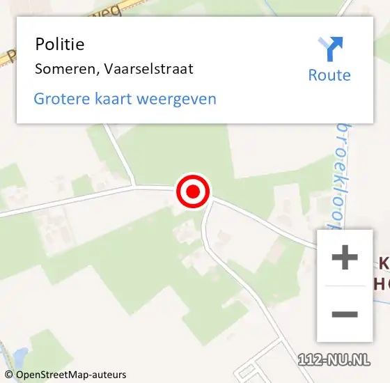 Locatie op kaart van de 112 melding: Politie Someren, Vaarselstraat op 8 augustus 2020 14:49