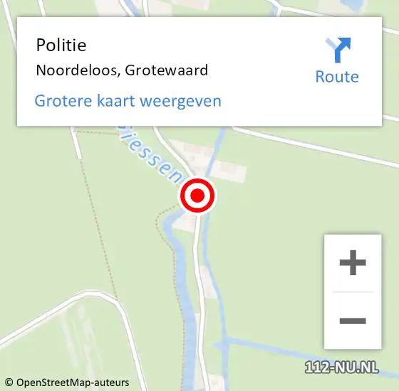 Locatie op kaart van de 112 melding: Politie Noordeloos, Grotewaard op 8 augustus 2020 14:50