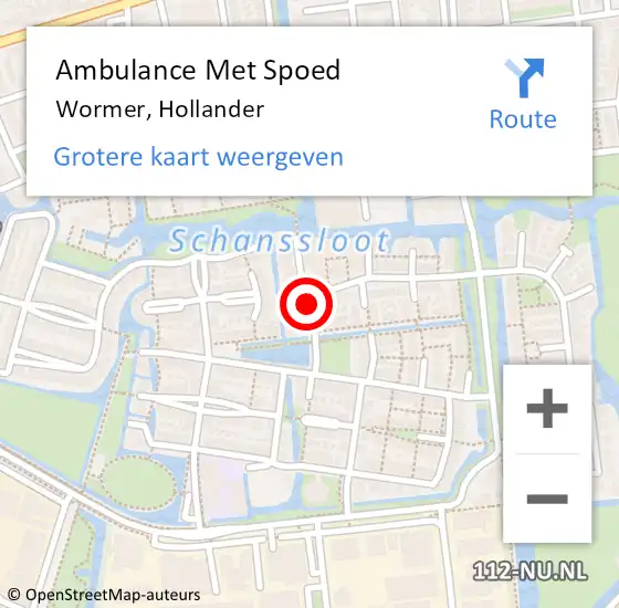 Locatie op kaart van de 112 melding: Ambulance Met Spoed Naar Wormer, Hollander op 8 augustus 2020 16:21