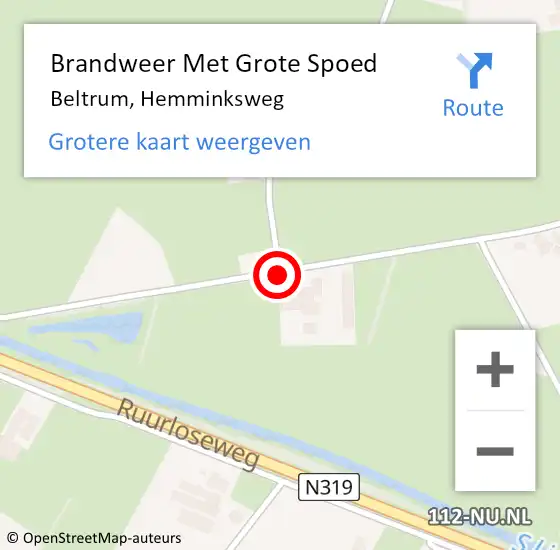 Locatie op kaart van de 112 melding: Brandweer Met Grote Spoed Naar Beltrum, Hemminksweg op 8 augustus 2020 16:23