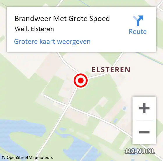 Locatie op kaart van de 112 melding: Brandweer Met Grote Spoed Naar Well, Elsteren op 8 augustus 2020 16:40