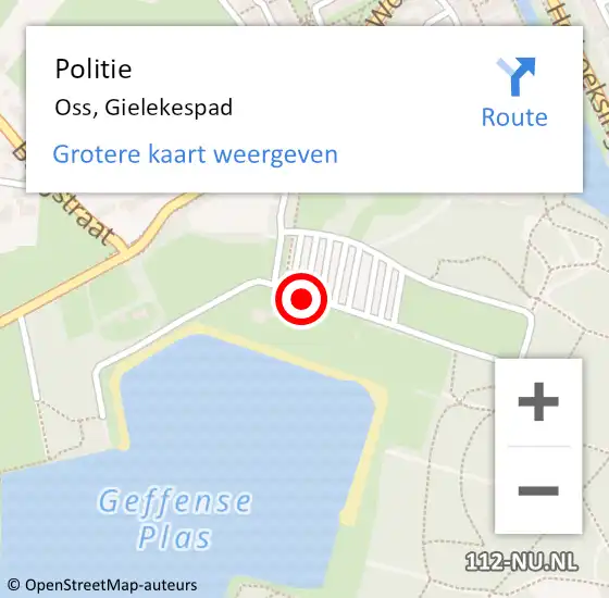 Locatie op kaart van de 112 melding: Politie Oss, Gielekespad op 8 augustus 2020 16:55