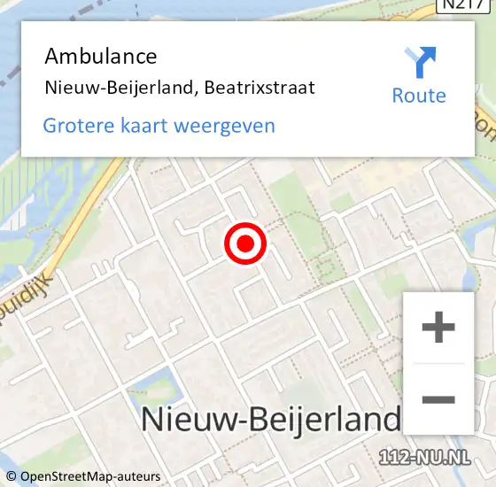 Locatie op kaart van de 112 melding: Ambulance Nieuw-Beijerland, Beatrixstraat op 8 augustus 2020 17:01