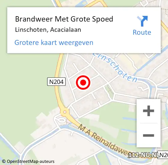 Locatie op kaart van de 112 melding: Brandweer Met Grote Spoed Naar Linschoten, Acacialaan op 8 augustus 2020 17:45