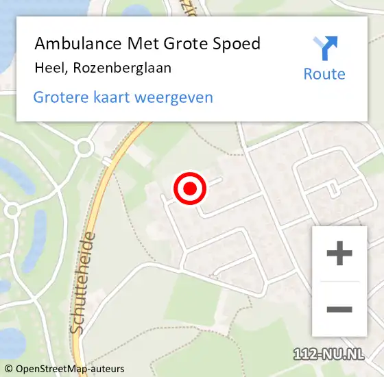 Locatie op kaart van de 112 melding: Ambulance Met Grote Spoed Naar Heel, Rozenberglaan op 8 augustus 2020 18:12