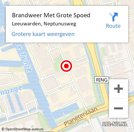 Locatie op kaart van de 112 melding: Brandweer Met Grote Spoed Naar Leeuwarden, Neptunusweg op 8 augustus 2020 18:43