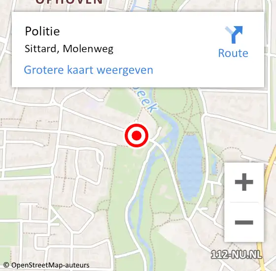 Locatie op kaart van de 112 melding: Politie Sittard, Molenweg op 8 augustus 2020 19:29