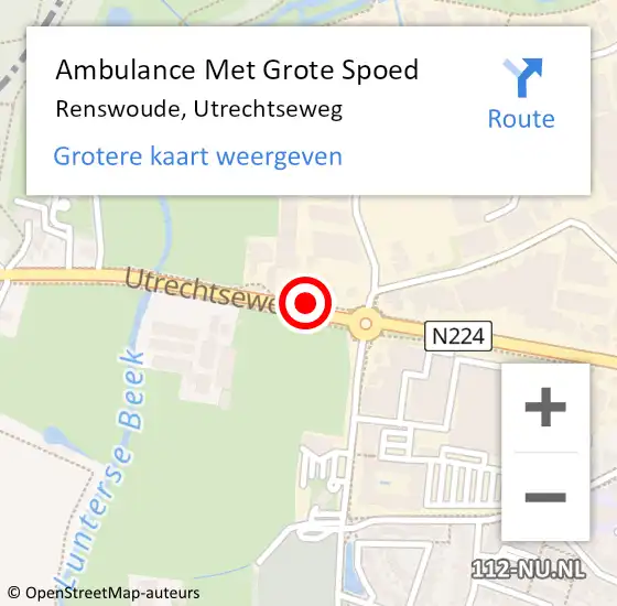 Locatie op kaart van de 112 melding: Ambulance Met Grote Spoed Naar Renswoude, Utrechtseweg op 8 augustus 2020 19:52