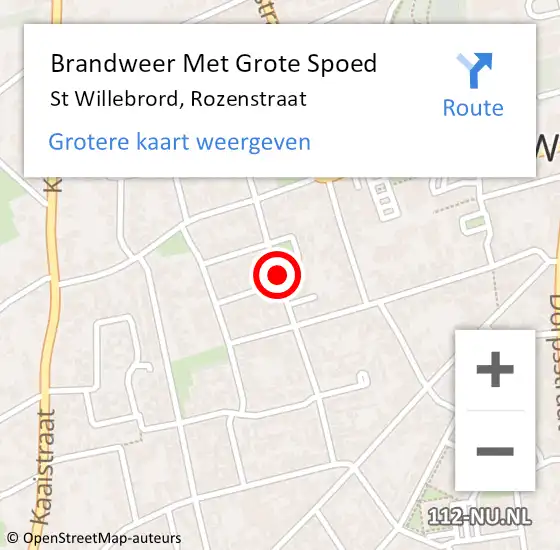 Locatie op kaart van de 112 melding: Brandweer Met Grote Spoed Naar St Willebrord, Rozenstraat op 8 augustus 2020 20:16