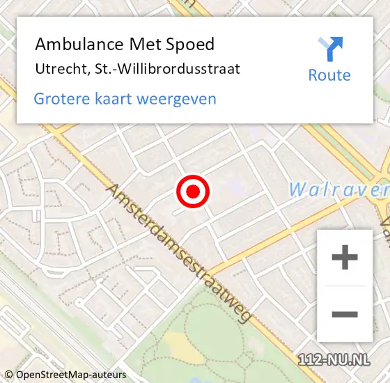 Locatie op kaart van de 112 melding: Ambulance Met Spoed Naar Utrecht, St.-Willibrordusstraat op 15 mei 2014 09:19