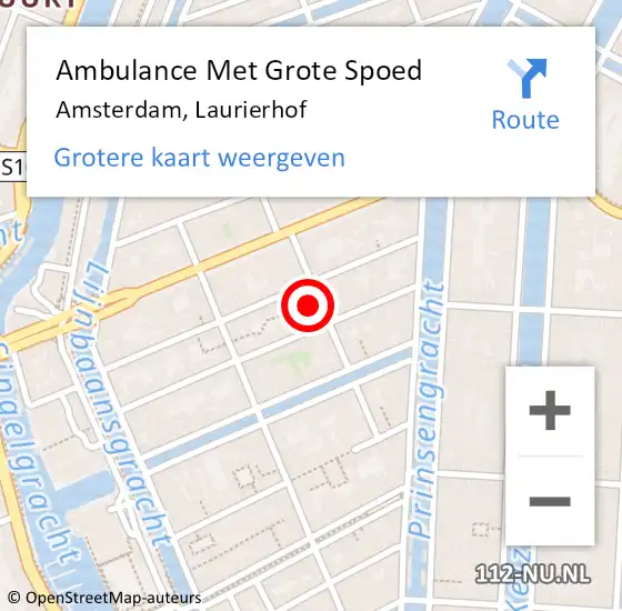 Locatie op kaart van de 112 melding: Ambulance Met Grote Spoed Naar Amsterdam, Laurierhof op 8 augustus 2020 21:29