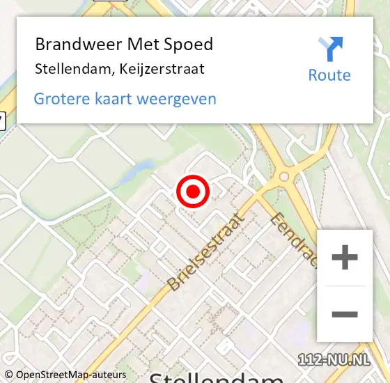 Locatie op kaart van de 112 melding: Brandweer Met Spoed Naar Stellendam, Keijzerstraat op 8 augustus 2020 22:39