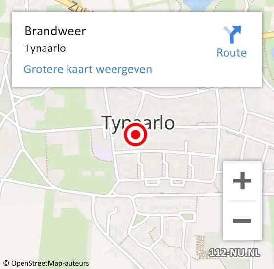 Locatie op kaart van de 112 melding: Brandweer Tynaarlo op 8 augustus 2020 22:41