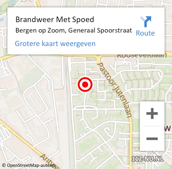 Locatie op kaart van de 112 melding: Brandweer Met Spoed Naar Bergen op Zoom, Generaal Spoorstraat op 8 augustus 2020 22:45