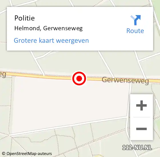 Locatie op kaart van de 112 melding: Politie Helmond, Gerwenseweg op 8 augustus 2020 23:01