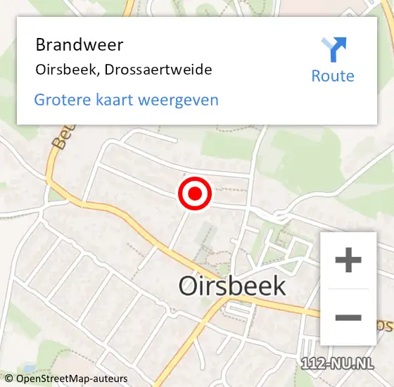 Locatie op kaart van de 112 melding: Brandweer Oirsbeek, Drossaertweide op 15 mei 2014 09:33