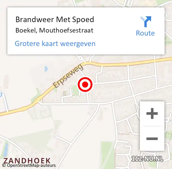 Locatie op kaart van de 112 melding: Brandweer Met Spoed Naar Boekel, Mouthoefsestraat op 9 augustus 2020 00:40