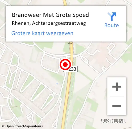 Locatie op kaart van de 112 melding: Brandweer Met Grote Spoed Naar Rhenen, Achterbergsestraatweg op 9 augustus 2020 03:14