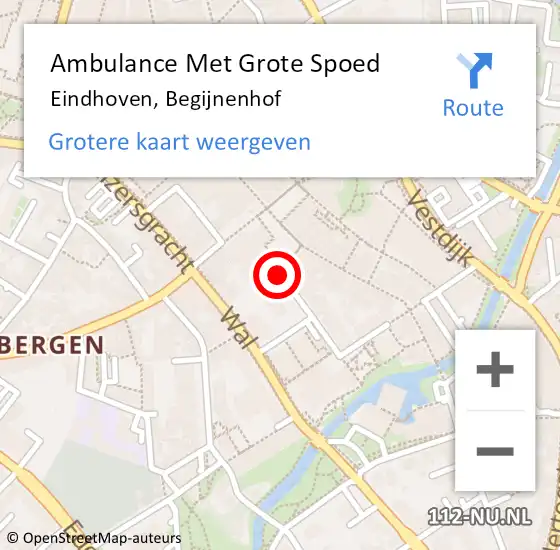Locatie op kaart van de 112 melding: Ambulance Met Grote Spoed Naar Eindhoven, Begijnenhof op 9 augustus 2020 04:52