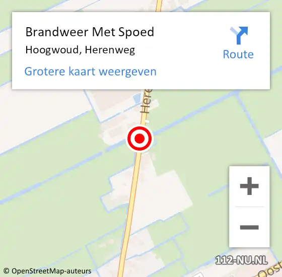 Locatie op kaart van de 112 melding: Brandweer Met Spoed Naar Hoogwoud, Herenweg op 9 augustus 2020 05:48