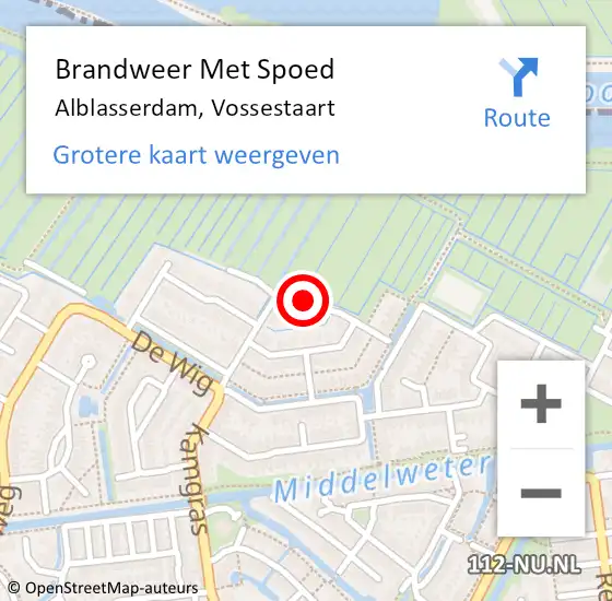 Locatie op kaart van de 112 melding: Brandweer Met Spoed Naar Alblasserdam, Vossestaart op 9 augustus 2020 06:58