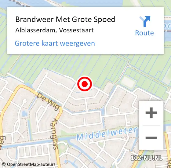 Locatie op kaart van de 112 melding: Brandweer Met Grote Spoed Naar Alblasserdam, Vossestaart op 9 augustus 2020 07:31