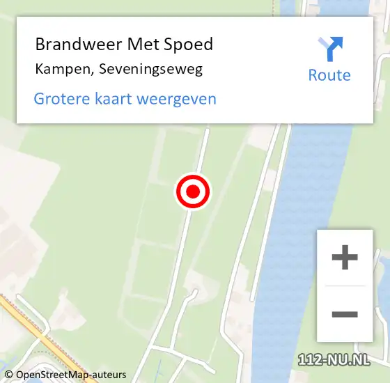 Locatie op kaart van de 112 melding: Brandweer Met Spoed Naar Kampen, Seveningseweg op 9 augustus 2020 10:13