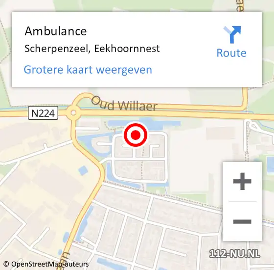 Locatie op kaart van de 112 melding: Ambulance Scherpenzeel, Eekhoornnest op 9 augustus 2020 10:51