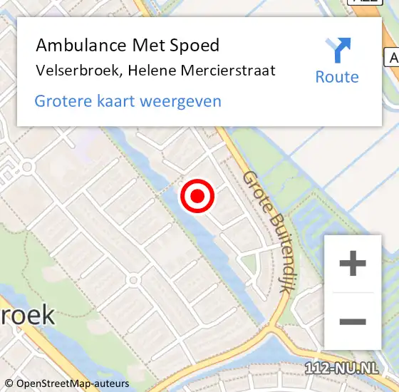 Locatie op kaart van de 112 melding: Ambulance Met Spoed Naar Velserbroek, Helene Mercierstraat op 9 augustus 2020 11:15